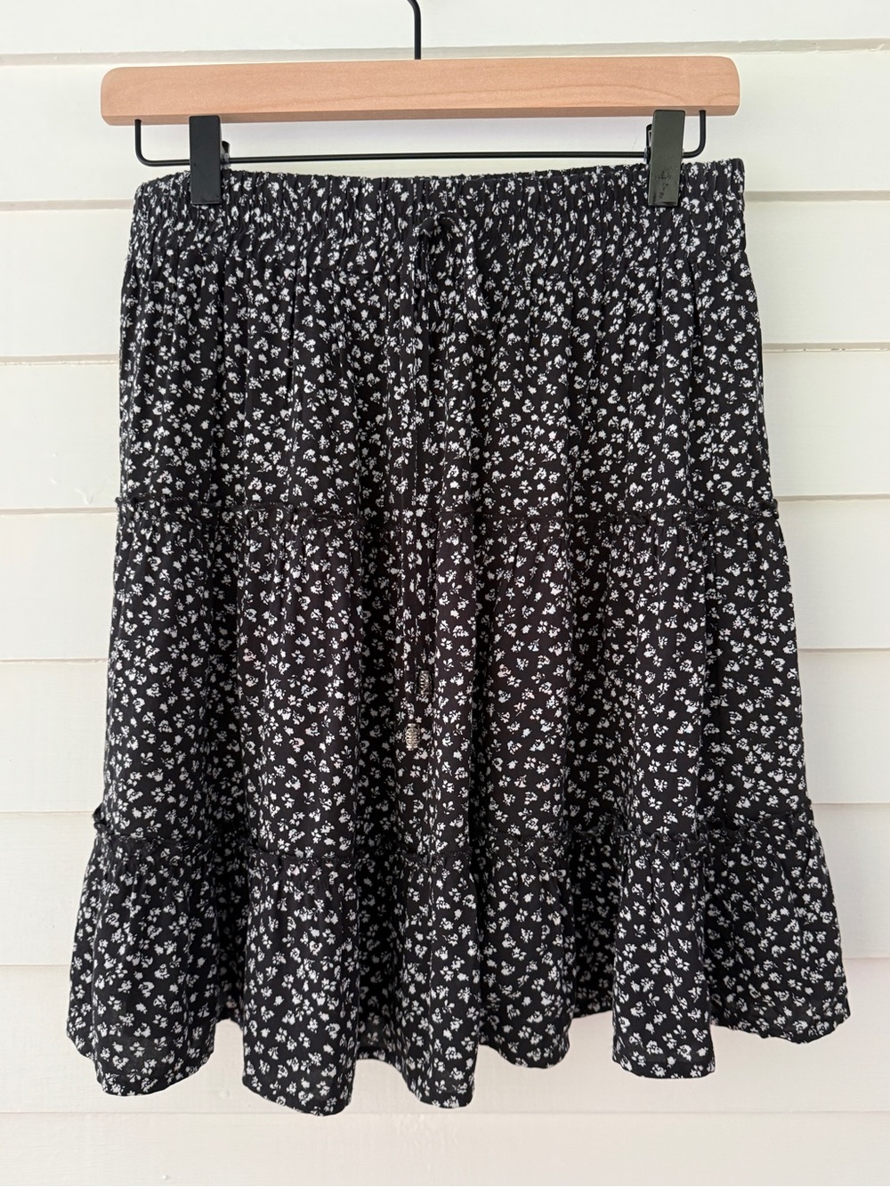 Black Floral Tiered Mini Skirt Size Medium